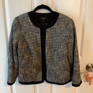 Talbots, gray tweed blazer with black trim. Great condition zize 8P